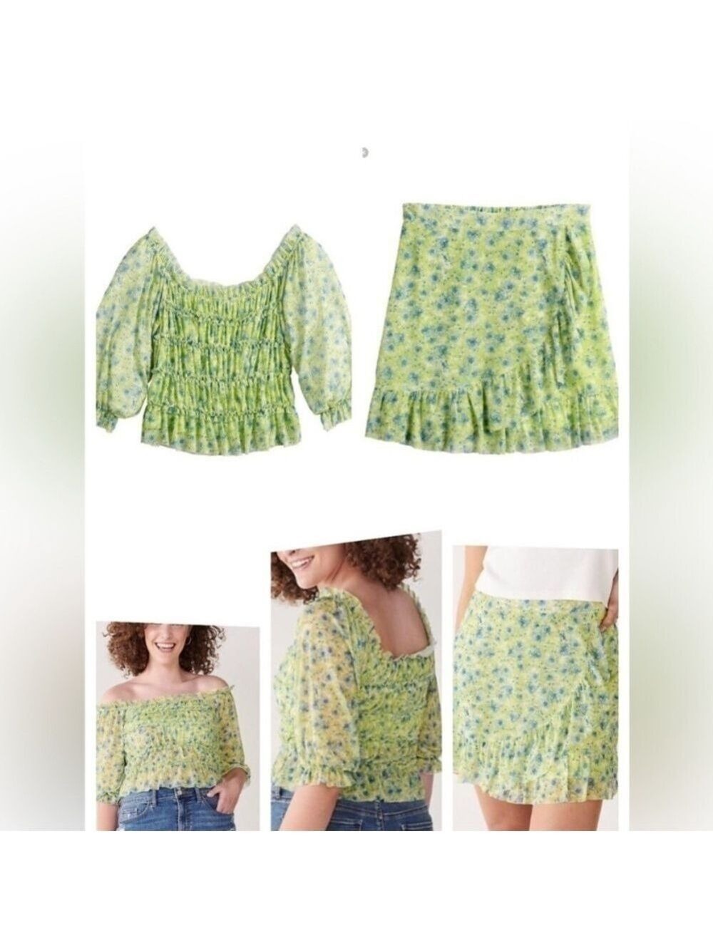 SO faux wrap skirt & on/off shoulder set Woman’s Juniors size XL floral - Picture 12 of 12